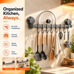 Hookora : 8-Hook Stainless Steel Kitchen Organizer Rack