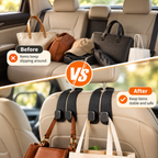 MiniTrendz Leather Car Headrest Double Hooks — Set of 2