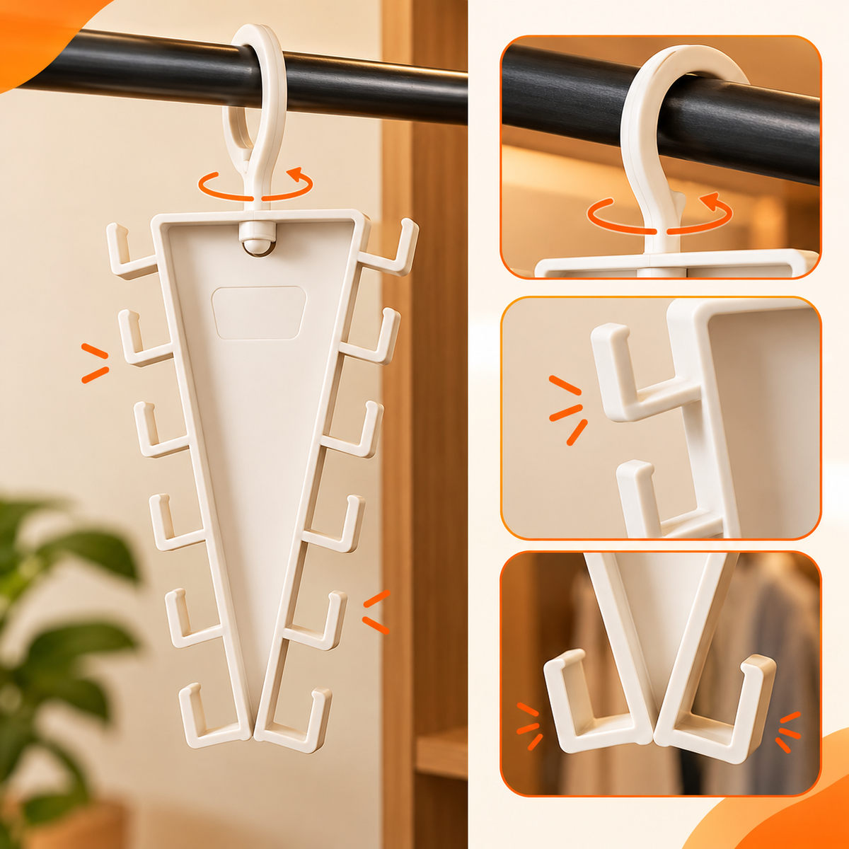 V-Hang – 12-Hook Space-Saving Organizer (Pack of 4)