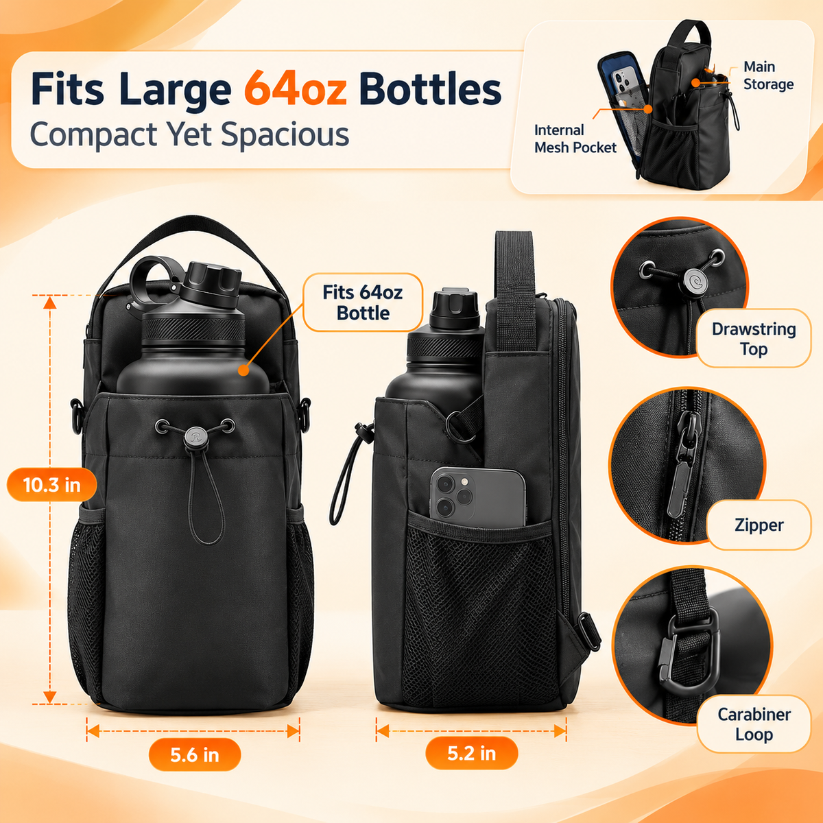 MagniCarry : Magnetic Gym Bottle Holder & Organizer Bag