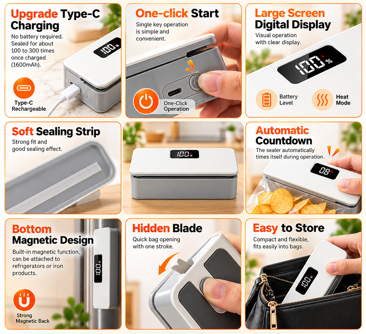 MiniTrendz SealVixo™ – 2-in-1 Rechargeable Smart Bag Sealer & Cutter