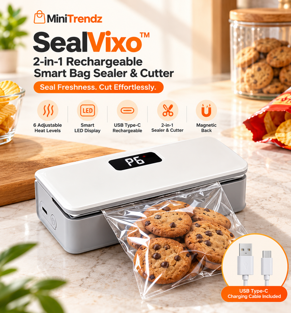 MiniTrendz SealVixo™ – 2-in-1 Rechargeable Smart Bag Sealer & Cutter