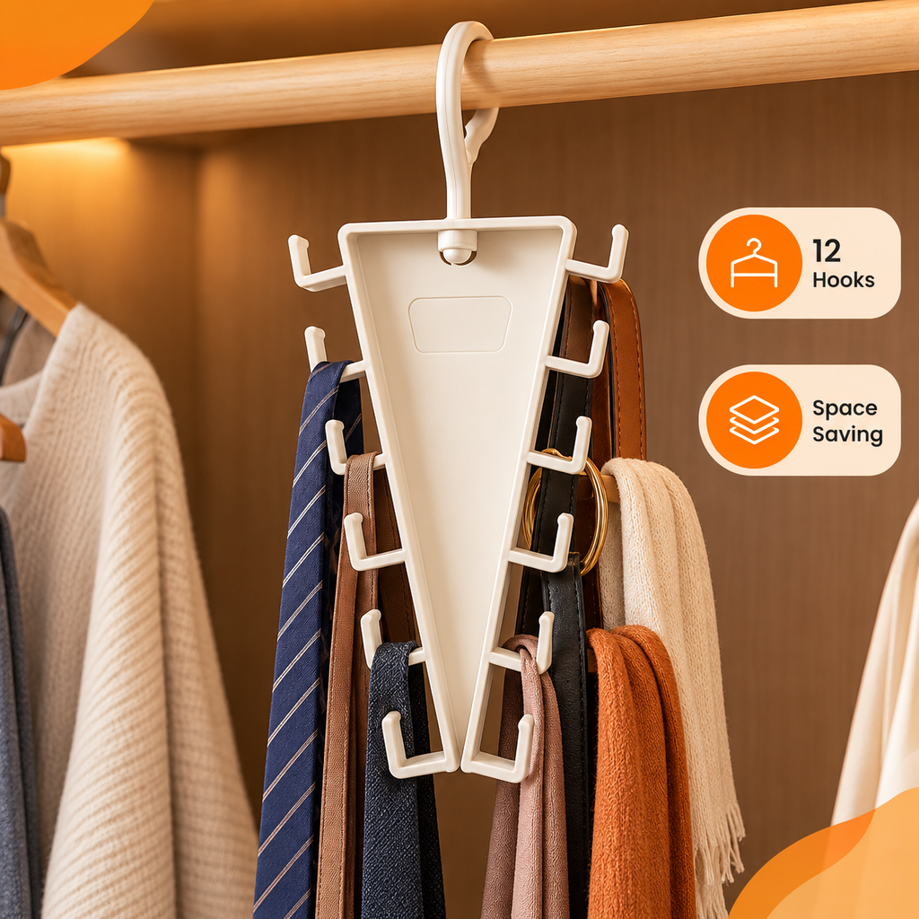 V-Hang – 12-Hook Space-Saving Organizer (Pack of 4)